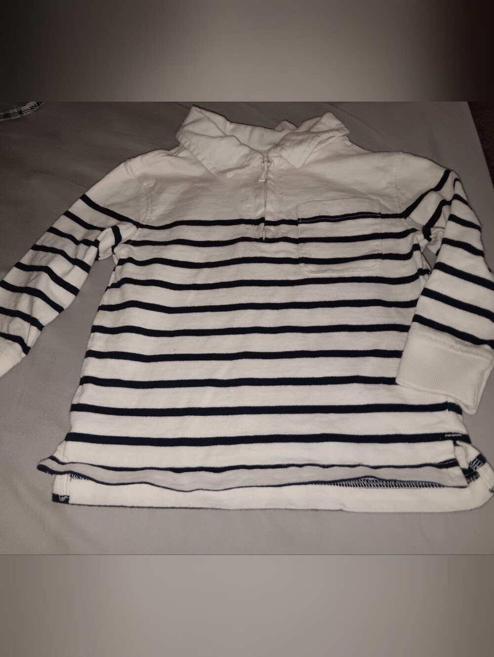 Boys Size 18 To 24 Month Striped White & Black Kids Pullover Top